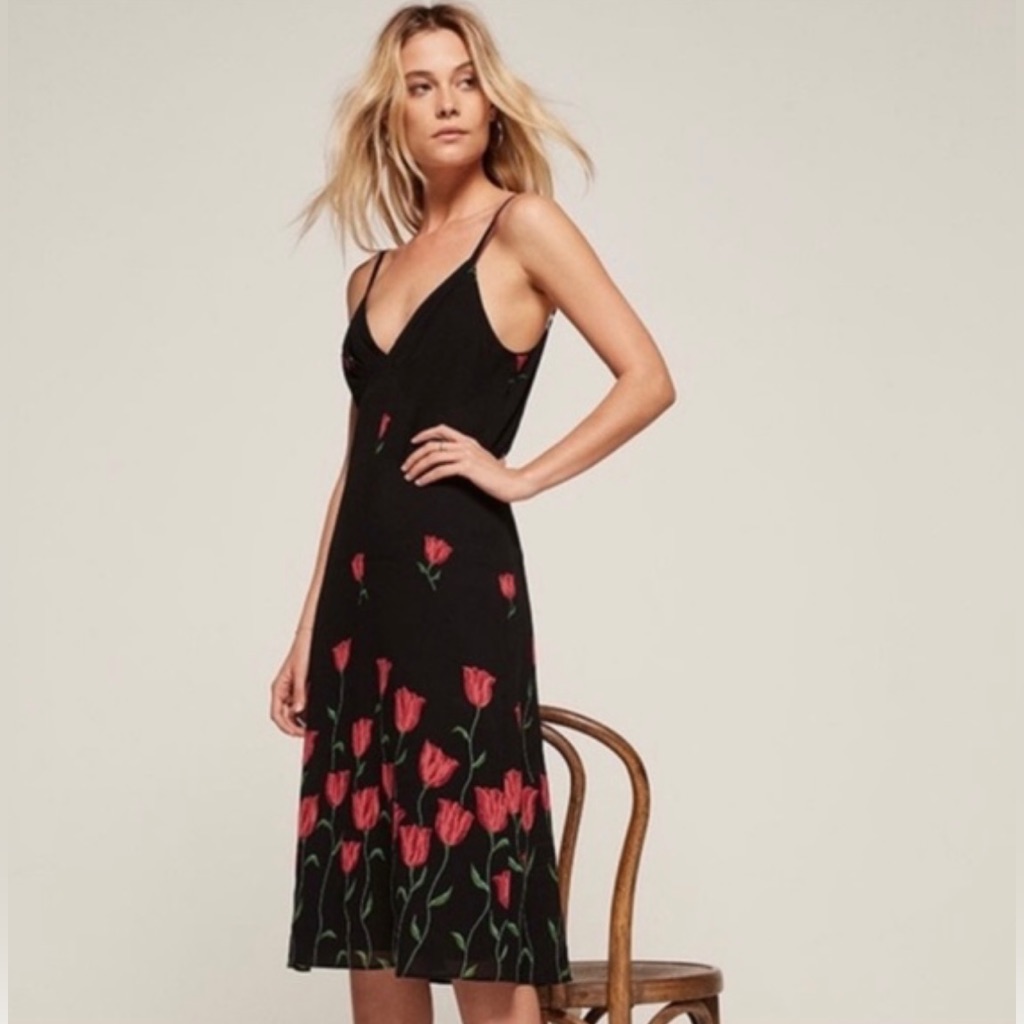 Reformation Nala Midi Dress In Holland Tulip Print Size 4